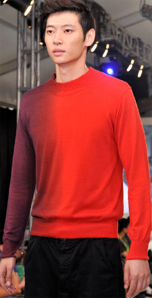 Sweater knitted on Santoni SM6 RIB2 machine