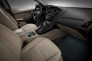 Interior of the new Ford Focus Electric with Repreve seating fabric