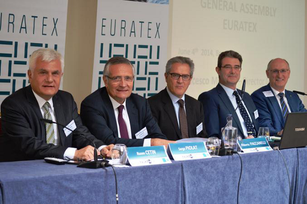 Euratex Vice-Presidents MM. Rusen Cetin and Serge Piolat, President Alberto Paccanelli, Director General Francesco Marchi and Vice-President Treasurer Klaus Huneke (from left to right). © Euratex