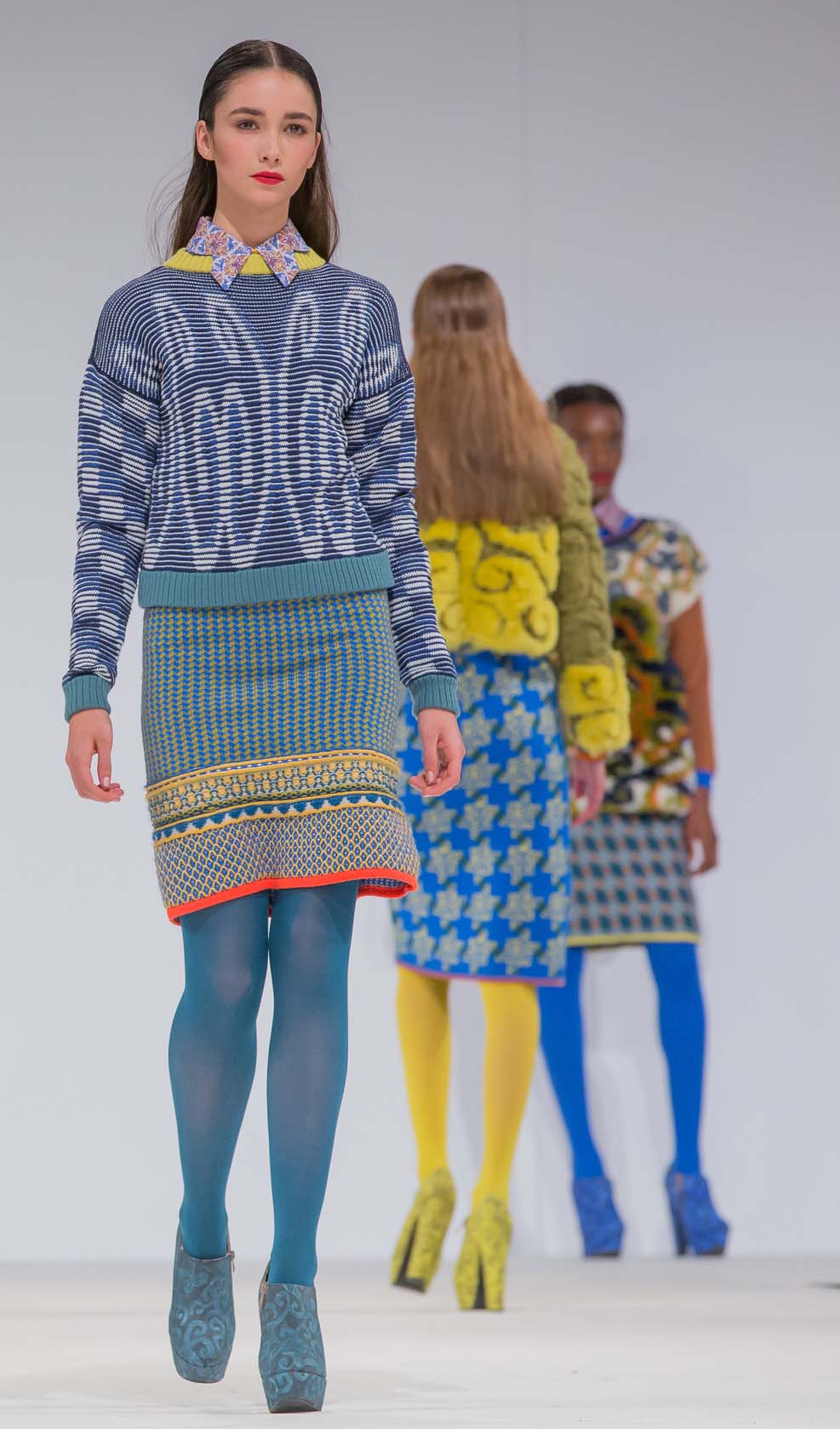 Thea Sanders’ colourful, patterned knitwear was recognised at Graduate Fashion Week 2013. © NTU