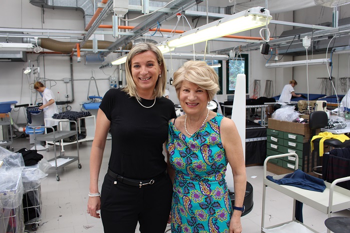 Sabrina Storani (left) with mother Antonietta Storani at Sabry Maglieria’s factory in Montefano.