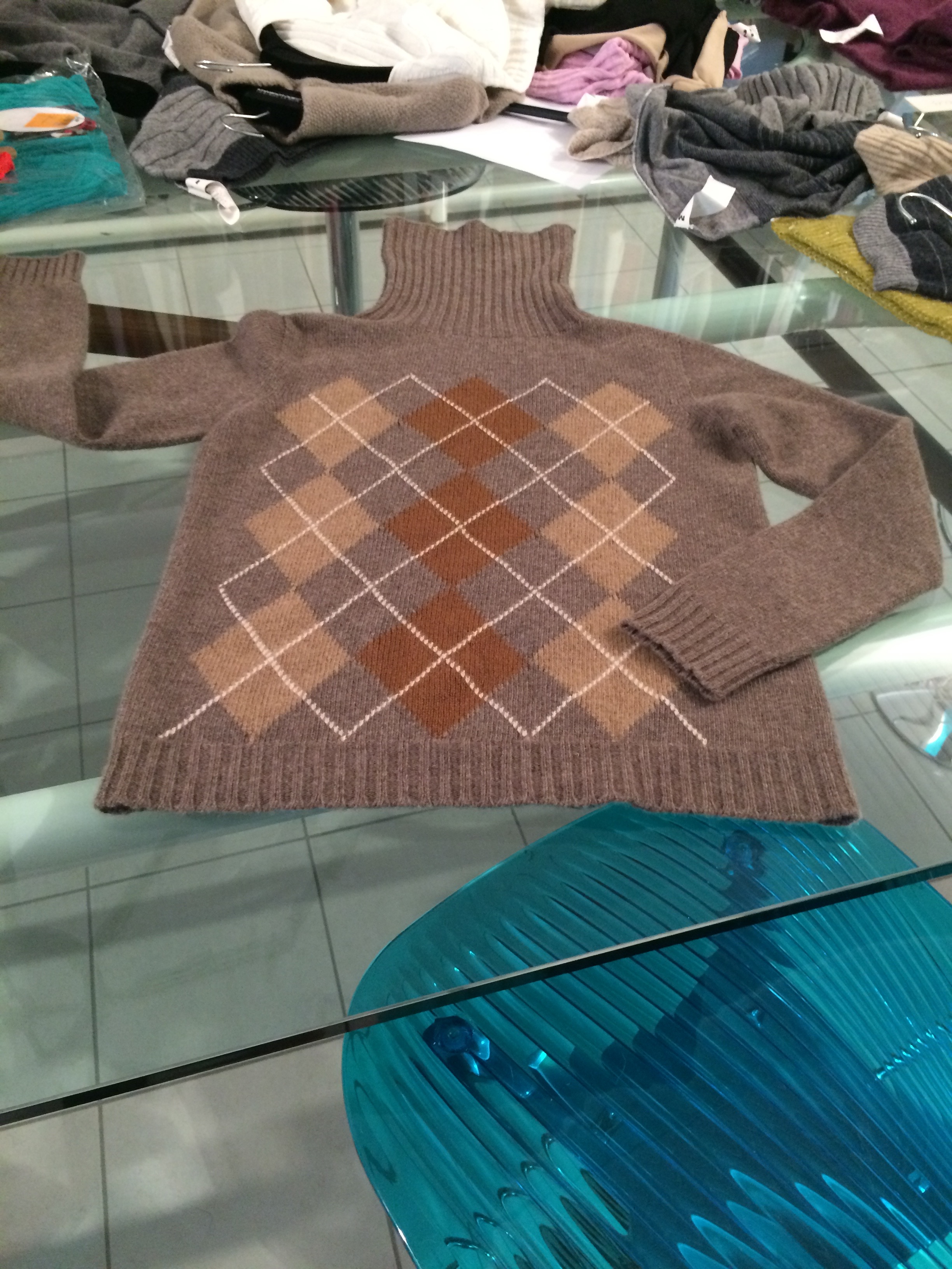 MIND ‘Ballantyne’ style intarsia WHOLEGARMENT sweater knitted on Shima Seiki FIRST184L 7 gauge.