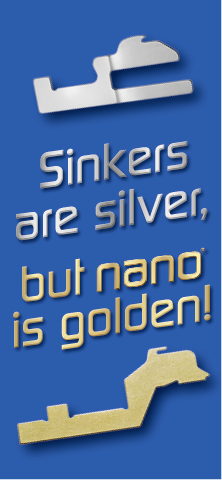 Under the slogan Sinkers are silver, but nano is golden!, the company presented a new generation of knitting elements in gold. © Christoph Liebers GmbH & Co. KG, Germany