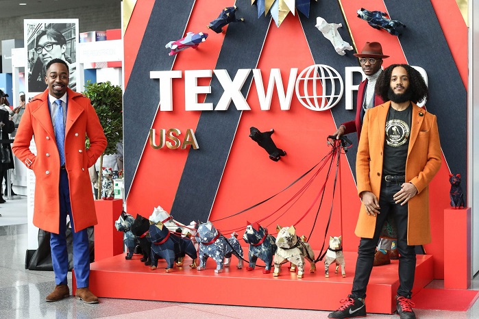 This year’s show featured installation Denim Dogs created by artist, Moon Heemin showcasing intricate dog sculptures made of denim. © Messe Frankfurt/Texworld USA and Apparel Sourcing USA 