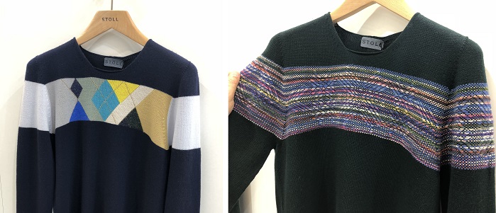 Stoll’s knit and wear was knitting a range of men’s sweaters at the show. © Knitting industry
