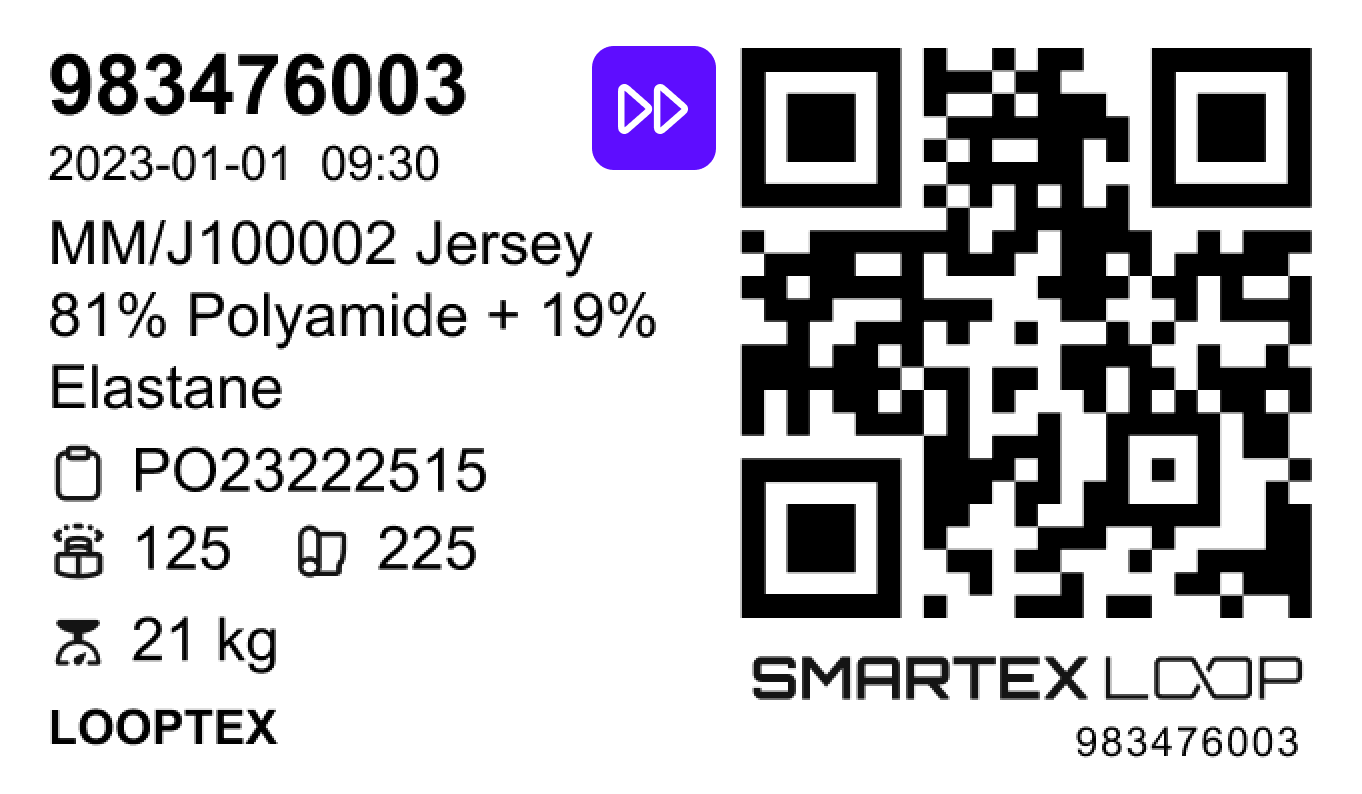 Smartex LOOP Passport Fast Track label. © Smartex.ai 