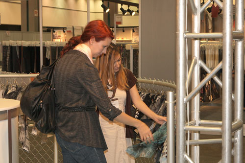 Examining fabrics at Globaltex