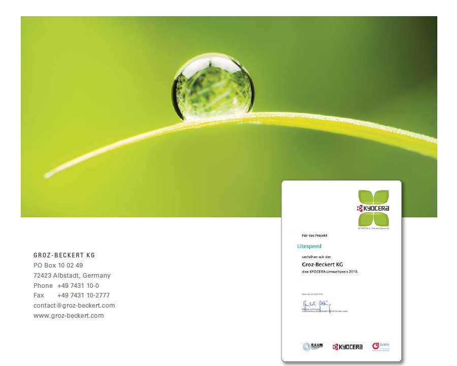 GROZ-BECKET RECEIVES THE KYOCERA ENVIRONMENTAL AWARD