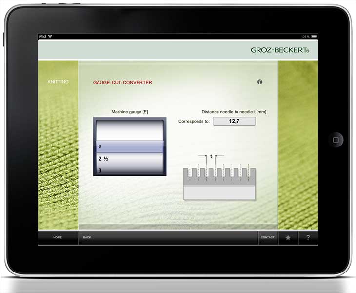 Using the Gauge and spacing calculator, users can quickly and transparently determine cylinder spacing depending on the number of needles per inch.