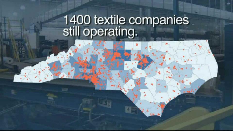 North Carolina textiles industry 2006 - 1400 companies still standing.