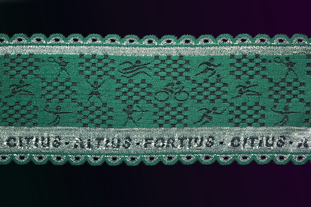 Lace featuring sports motifs produced on an MJ 42/1 B. © Karl Mayer