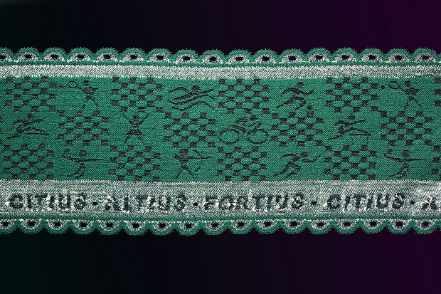 Lace featuring sports motifs produced on an MJ 42/1 B. © Karl Mayer