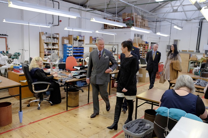 The Prince was shown around the 3000 sq ft extensionat the Corgi Hosiery headquarters in Carmarthenshire. © Dimitris Legakis/REX