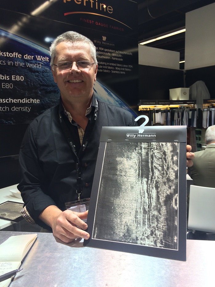 Superfine’s Ralph Hermann was delighted with response to the company’s technical knits at this month’s Techtextil.