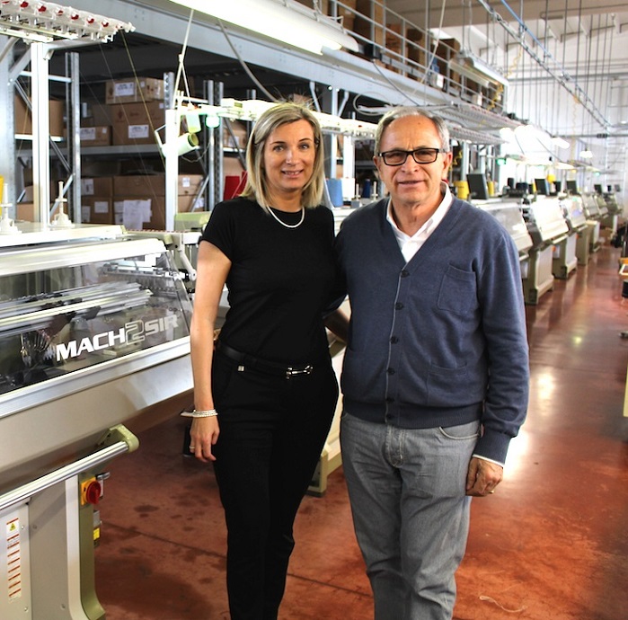 Sabrina Storani with father Nello Storani in the knitting department at Sabry Maglieria.