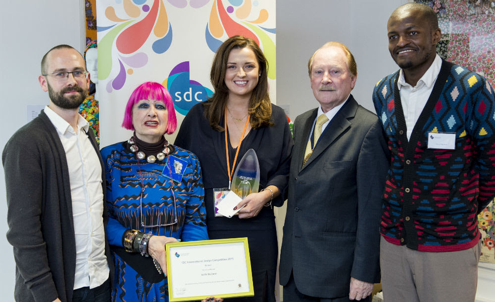 The competition judges were internationally acclaimed designer Dame Zandra Rhodes, knitwear designer Laduma Ngxokolo from South Africa (a previous winner of the competition) and Duncan Neil from Turnbull Prints. © SDC