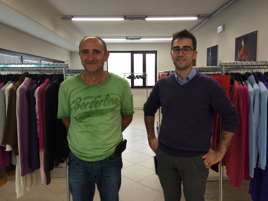 Father and son WHOLEGARMENT knitwear producers, Mauro and Marco Zanni.