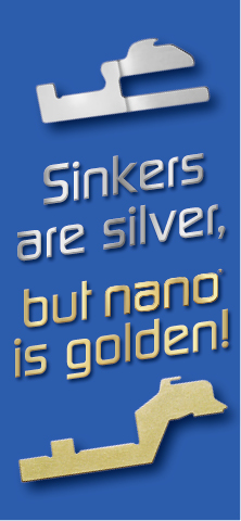 Under the slogan Sinkers are silver, but nano is golden!, the company presented a new generation of knitting elements in gold. © Christoph Liebers GmbH & Co. KG, Germany