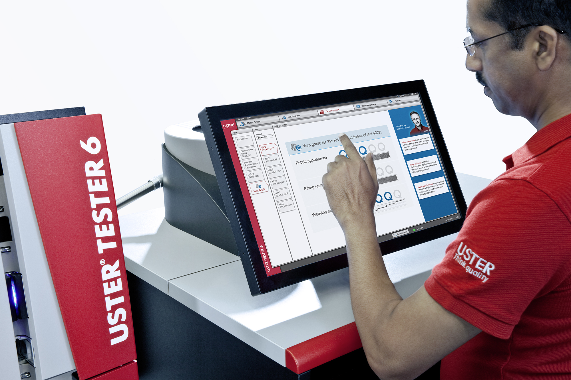 Operator at the Uster Tester 6. © Uster Technologies