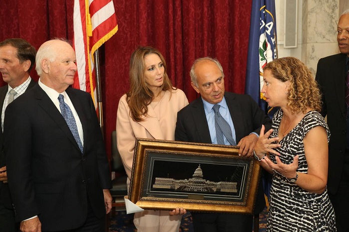 Isaac and Ivette Dabah, US Representative Debra Wasserman-Shultz and Senator Ben Cardin. © Delta Galil Industries