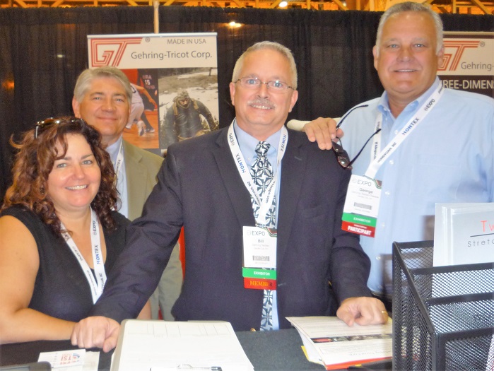 Mary Reardon, Skip Gehring, Bill Christmann, George Kelhofer of Gehring-Tricot Tweave Fabrics. © Debra Cobb