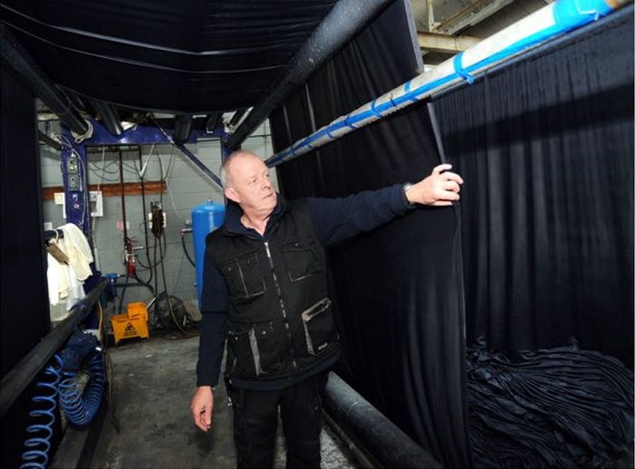 Stenter textile machine operator Shane Boothby at Baltex's factory in Ba Lane Industrial Park, Basford. © Nottingham Post