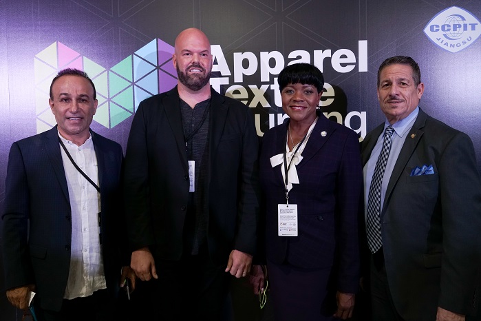 (From left) Moishe Mana, Jason Prescott, Commissioner Audrey Edmonson, Commissioner Jose Diaz. © Apparel Textile Sourcing Miami