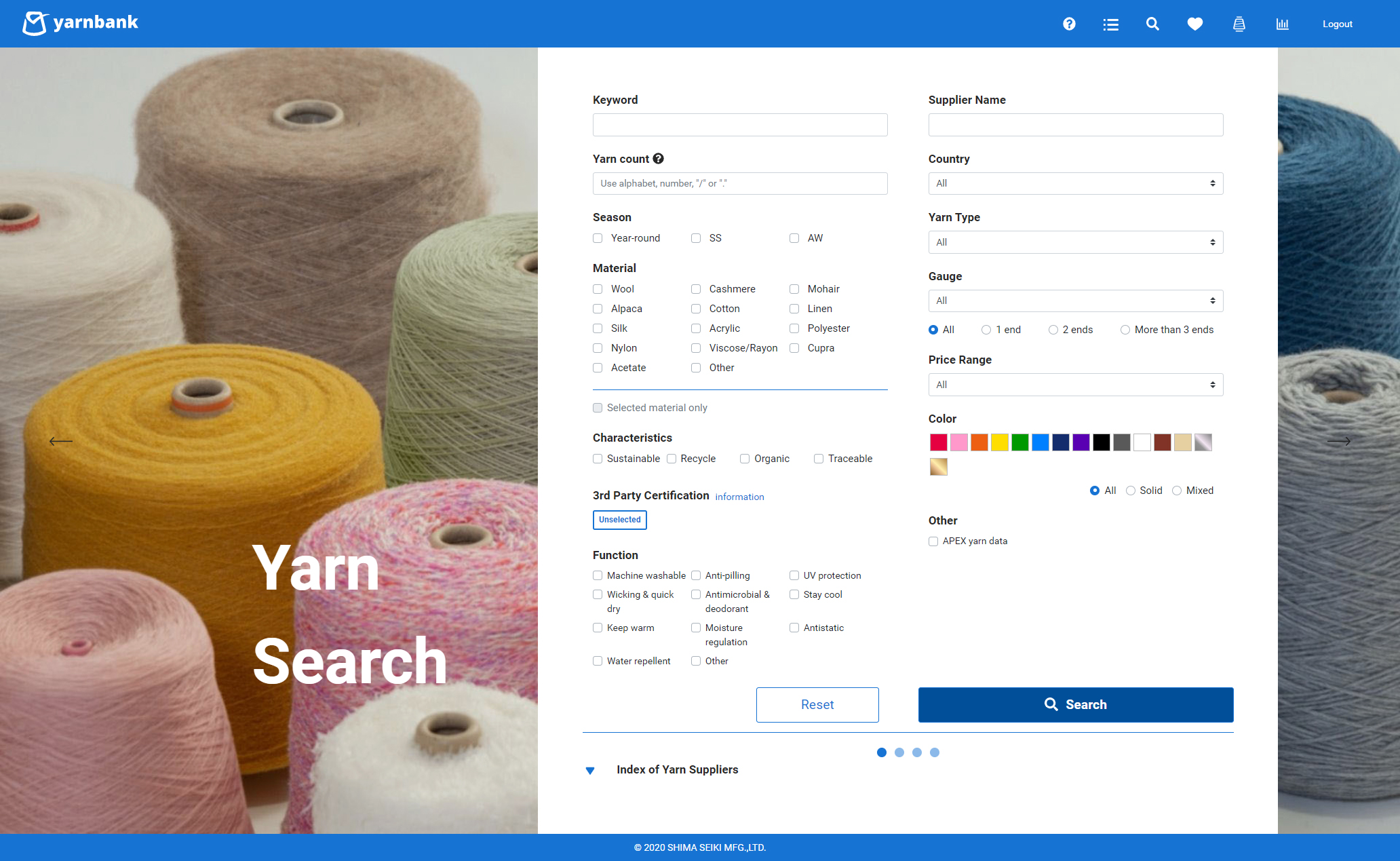 yarnbank is the world's first online platform for searching and downloading digitized yarns. © Shima Seiki