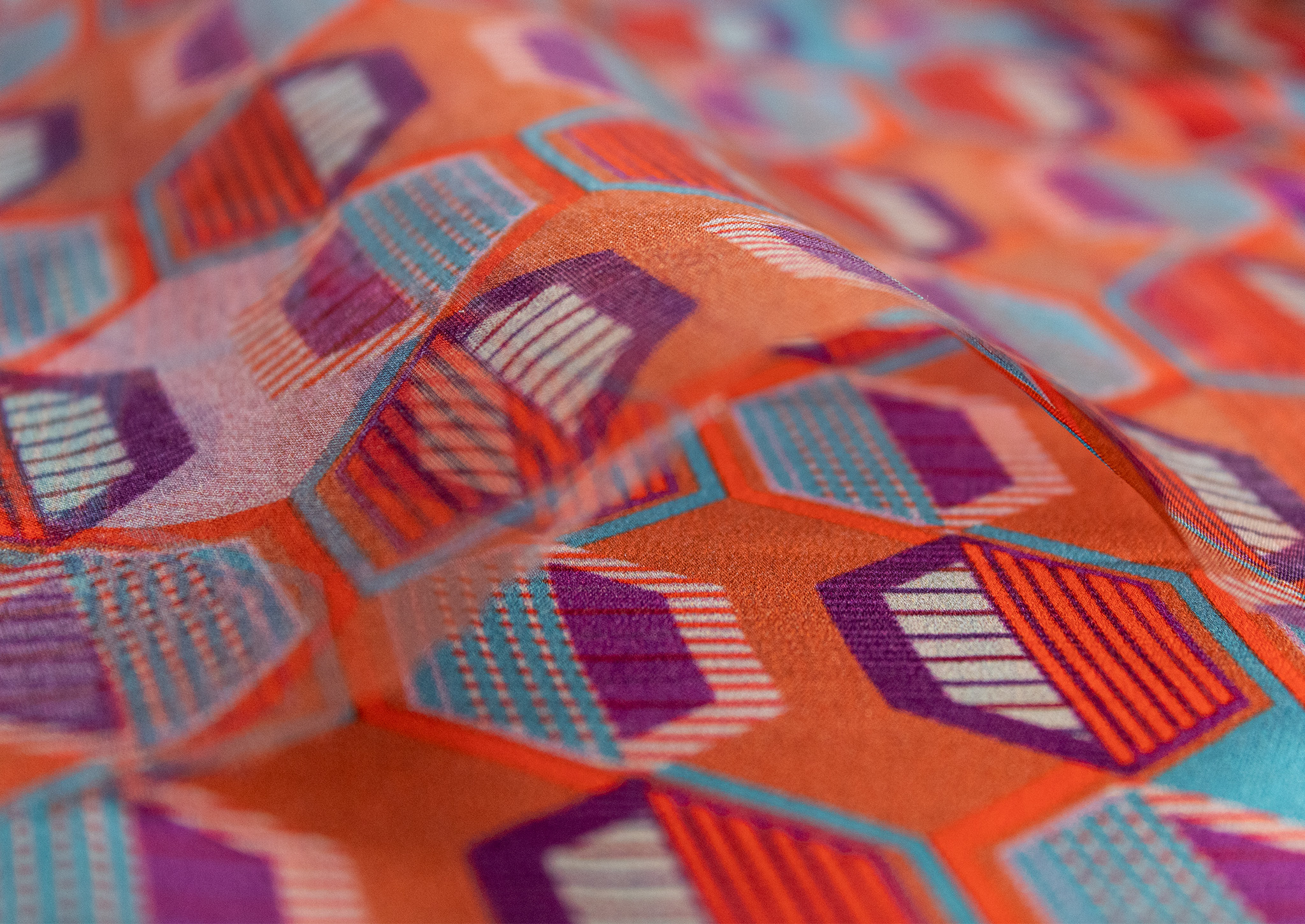 Colourful and original fabrics at MU Opulence. © Milano Unica