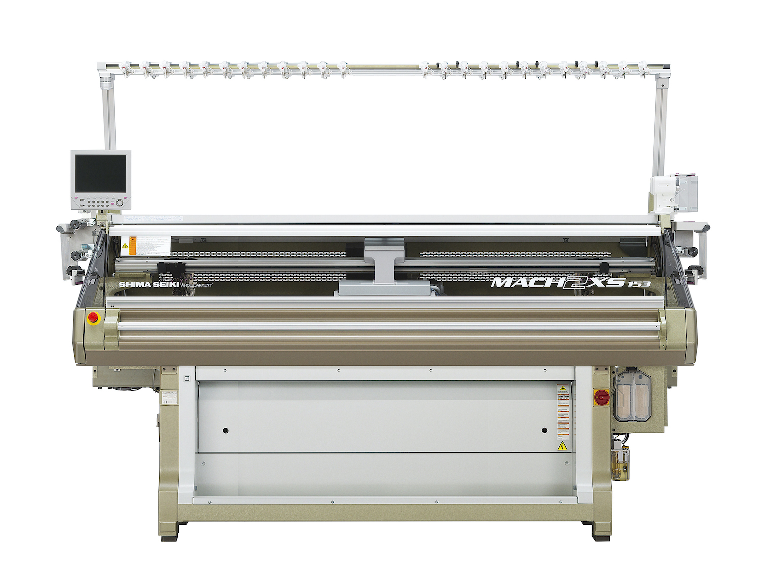 MACH2 XS WHOLEGARMENT knitting machine with original SlideNeedle on four needle beds. © Shima Seiki