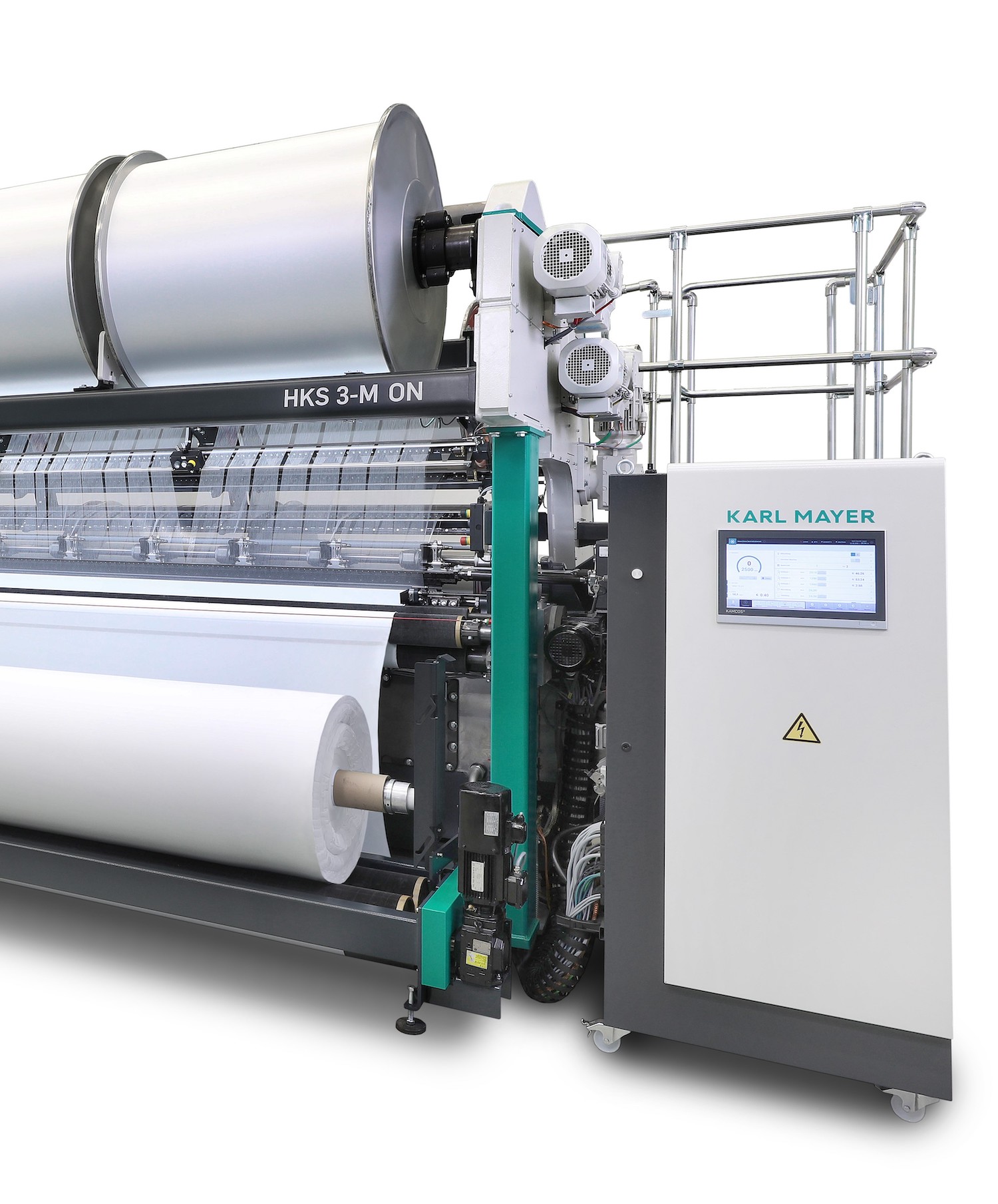 High-performance warp knitting machine with energy-efficient direct drive. © Karl Mayer