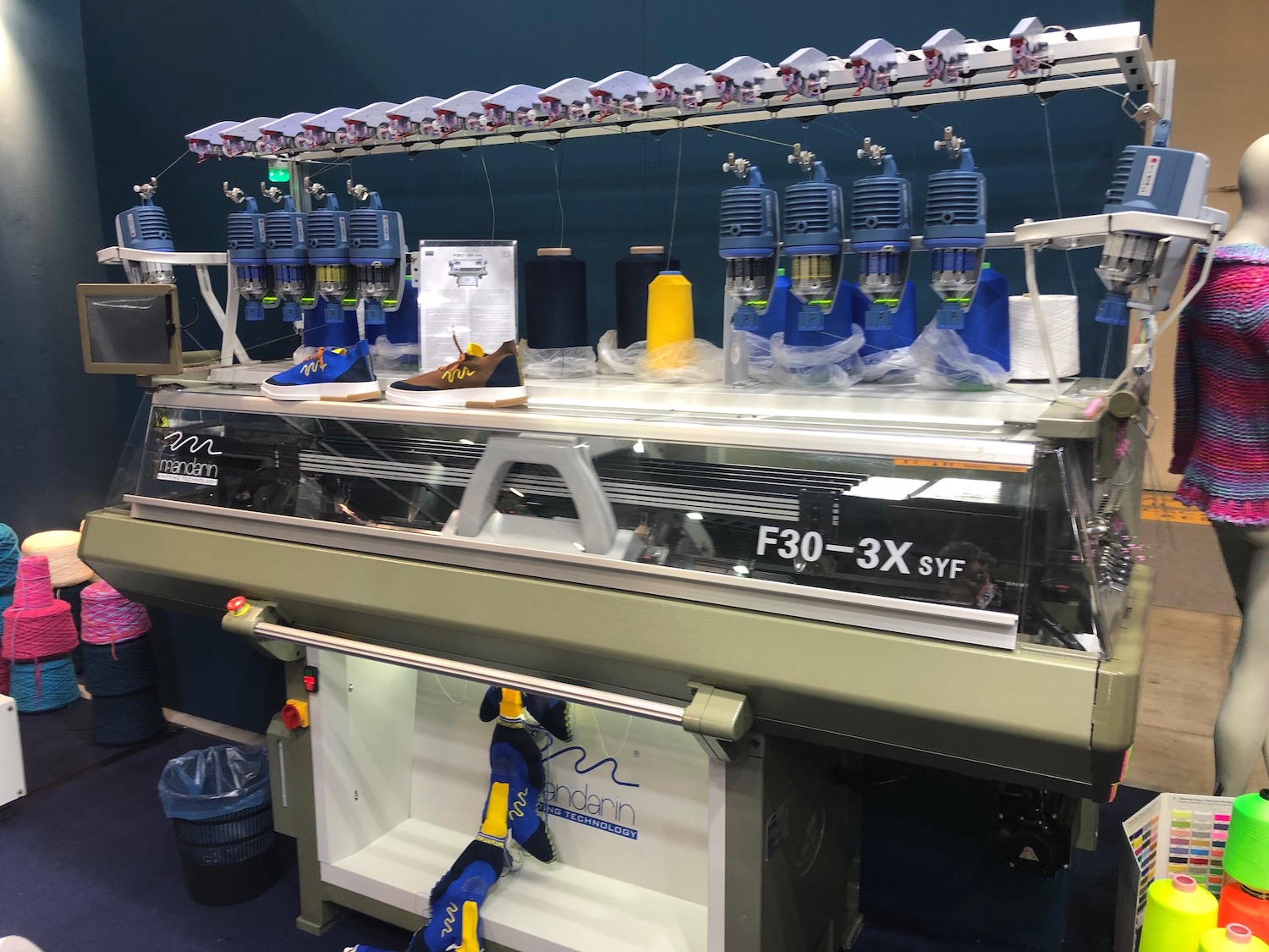 Mandarin’s F30-3X SYF shoe upper machine. © Knitting Industry