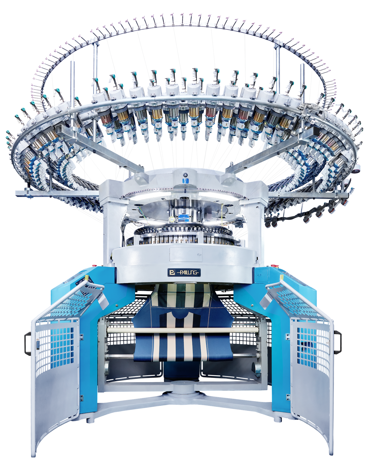 KDAKCJ electronic jacquard double-knit circular knitting machine for lightweight dynamic AlterKnit fabrics. © Pailung Machinery Mill Co. Ltd