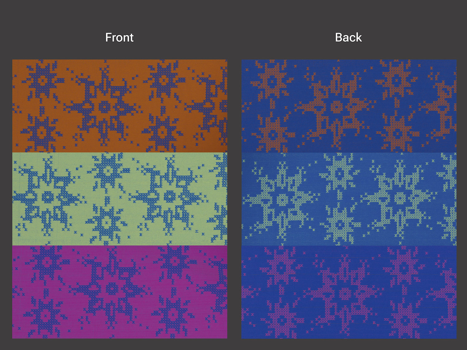 Single knit AlterKnit fabric – front and back views. © Pailung Machinery Mill Co. Ltd