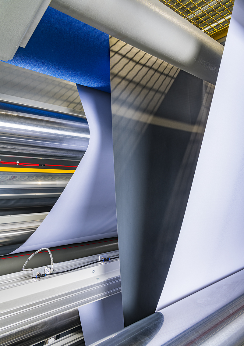 The substrates of choice for digital printing are 100% polyester warp knits which have extremely smooth surfaces. © Monforts