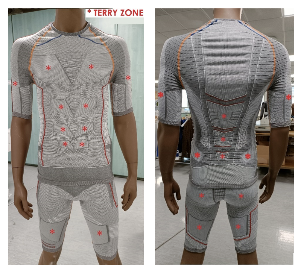 SM8-TOP2ST garments with highlighted terry zones. © Santoni 