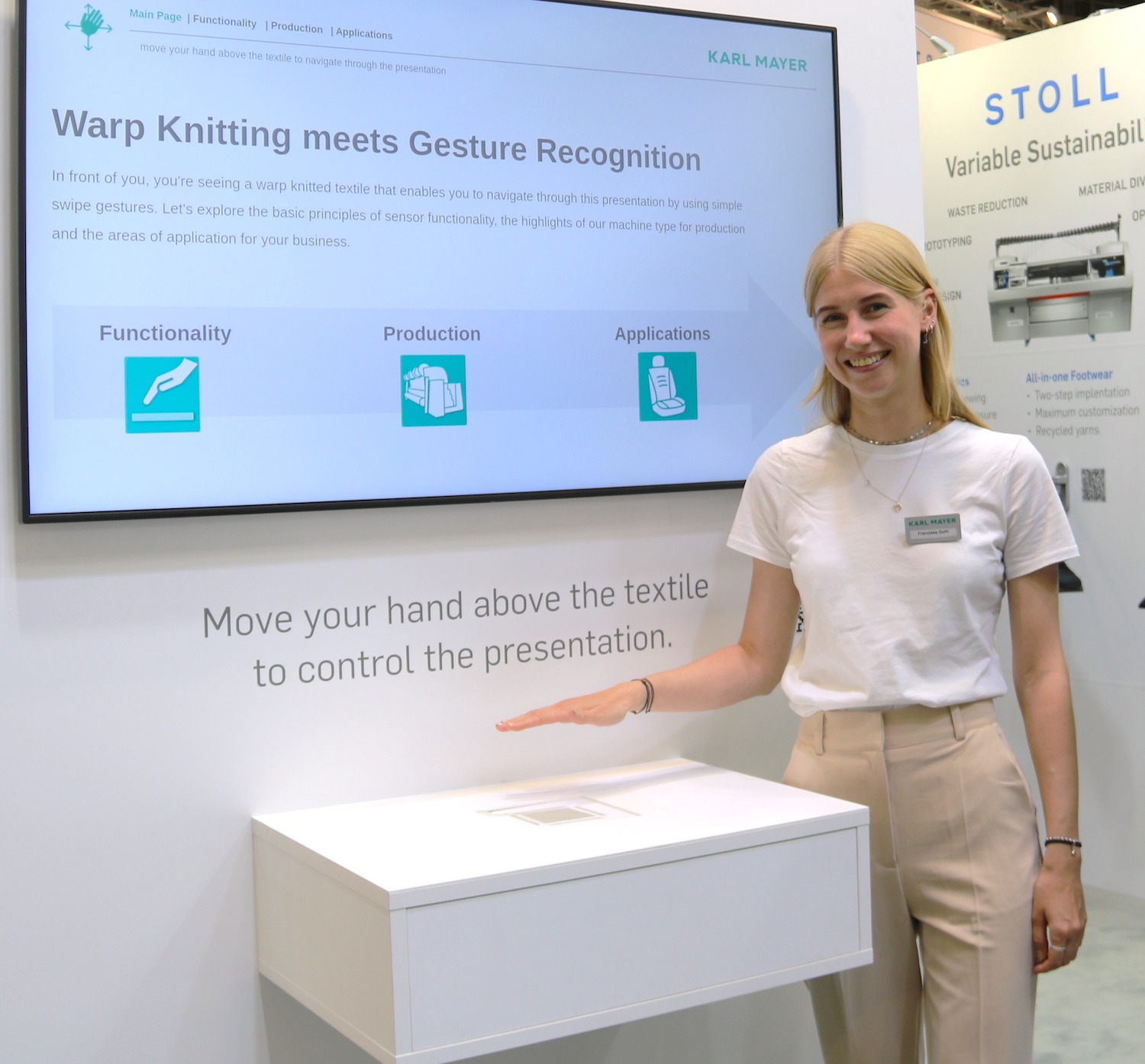 Karl Mayer’s Franziska Guth at Techtextil 2022. © Karl Mayer Group