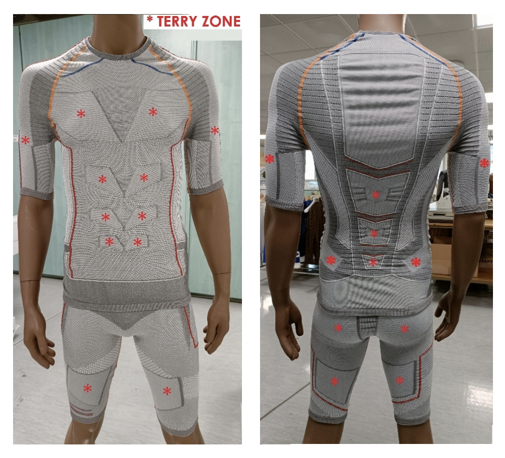 SM8-TOP2ST garments with highlighted terry zones. © Santoni